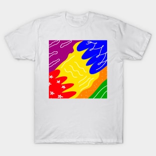 yellow colorful rainbow abstract pattern design T-Shirt